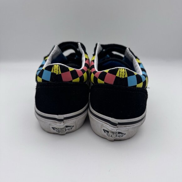Vans Old Skool Sneakers Neon Glow Checkerboard Skate Shoe EUC | Kids 2 - Picture 4 of 7